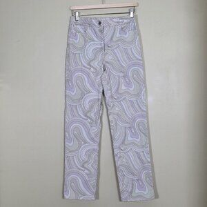 Wilfred Free Vera Pants Women 6 Multicolor Swirls Cotton Stretch Preppy Hippie